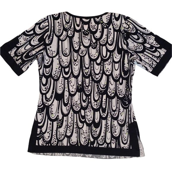 Koi Feather design Stars XS Medical Scrub Top - Picture 4 of 11